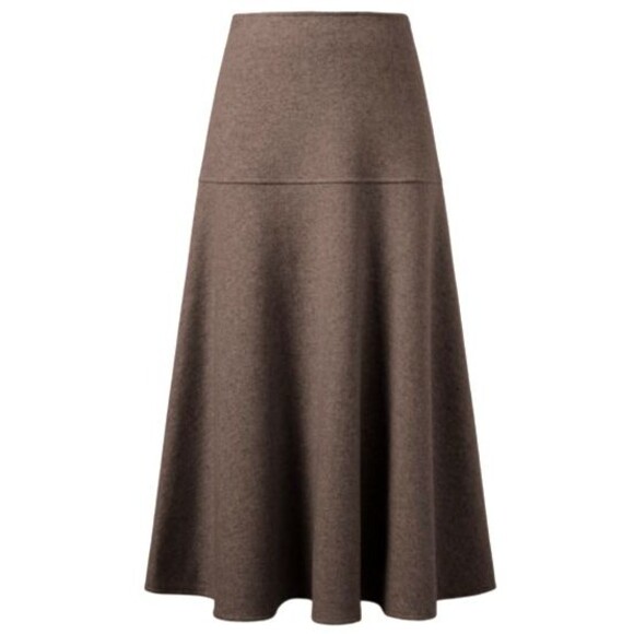 OGL Warm Cozy CashSoft Wool Look Flared Side Zip Maxi Skirt Brown Size 2XL - Picture 1 of 13